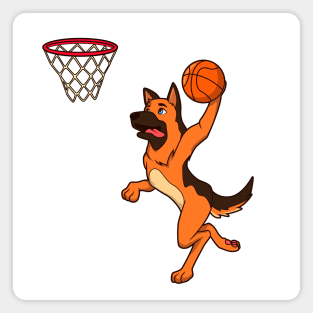 Cartoon shepherd dog playing basketball Magnet